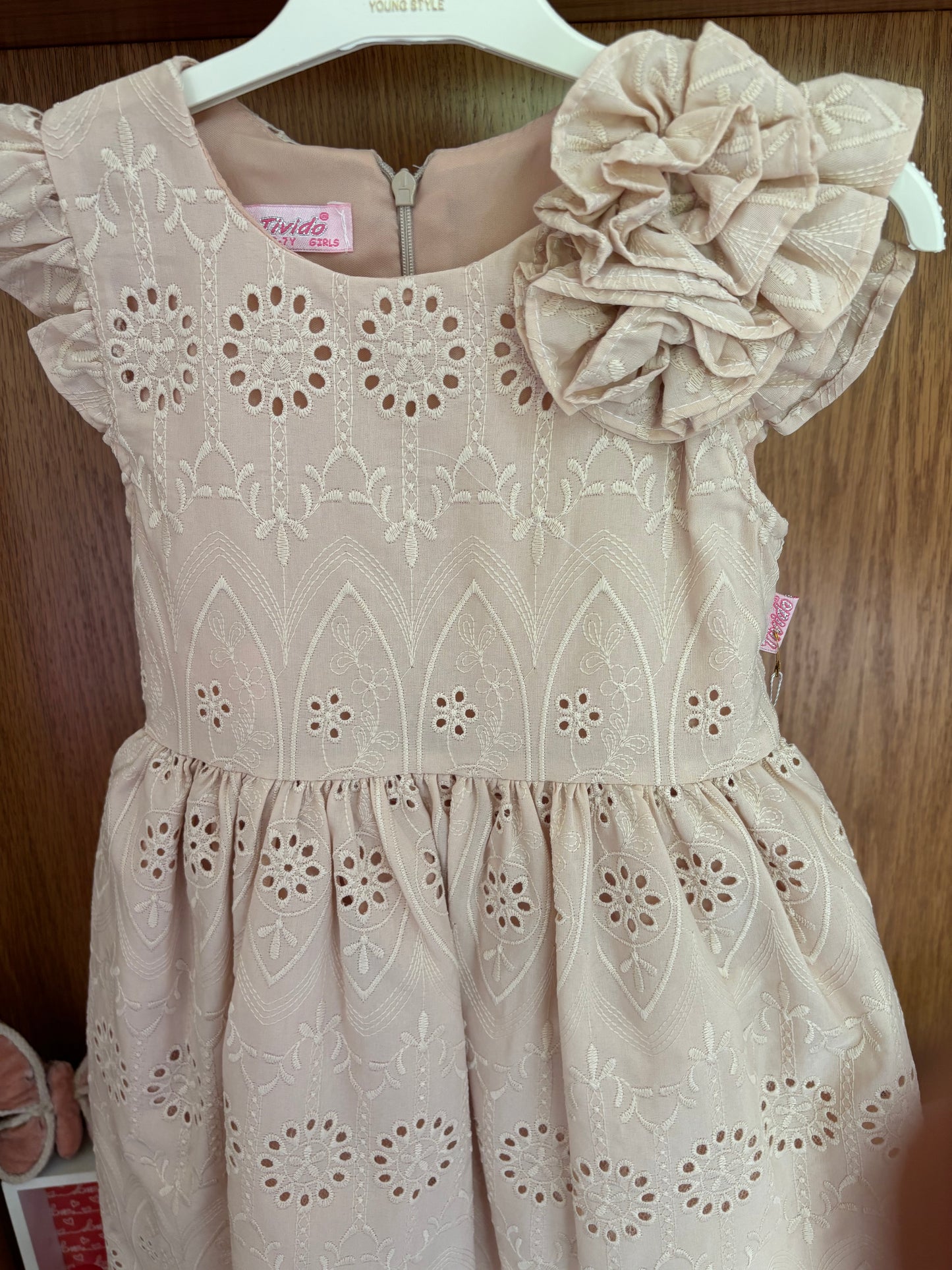 Beige Embroidered Dress