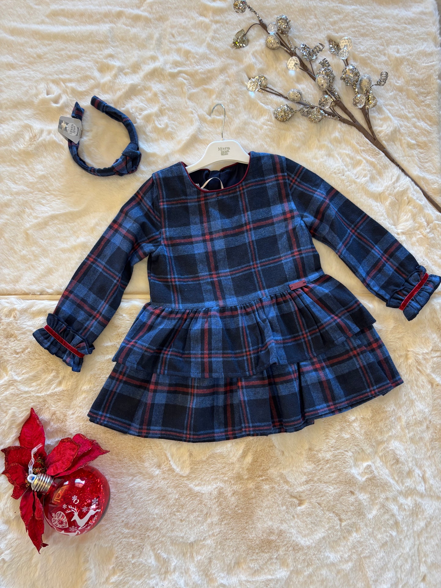 π Midnight Plaid Ruffle Dress + Headband | Monnarosa Milano