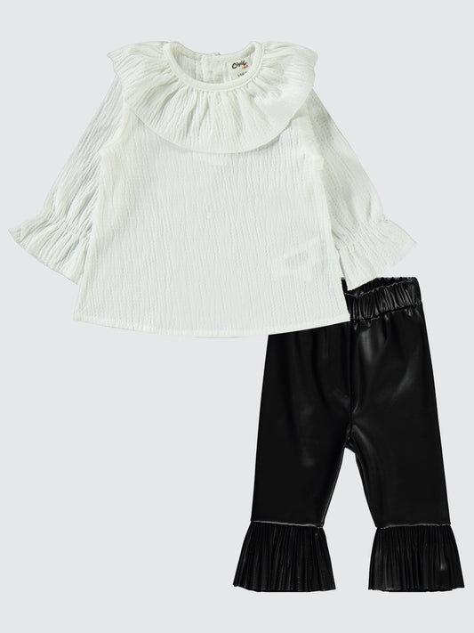 Leather Pants White Shirt Set