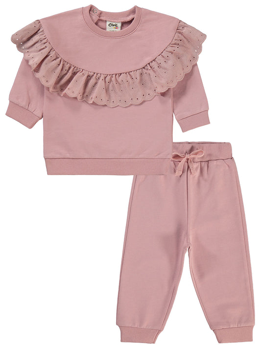 Broderie Frills Joggers Set