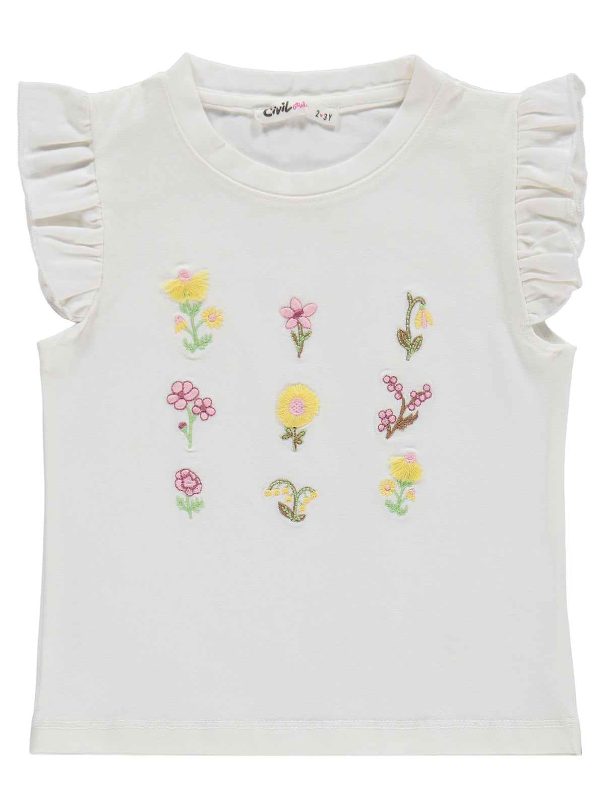 Embroidered Pink Flowers Set
