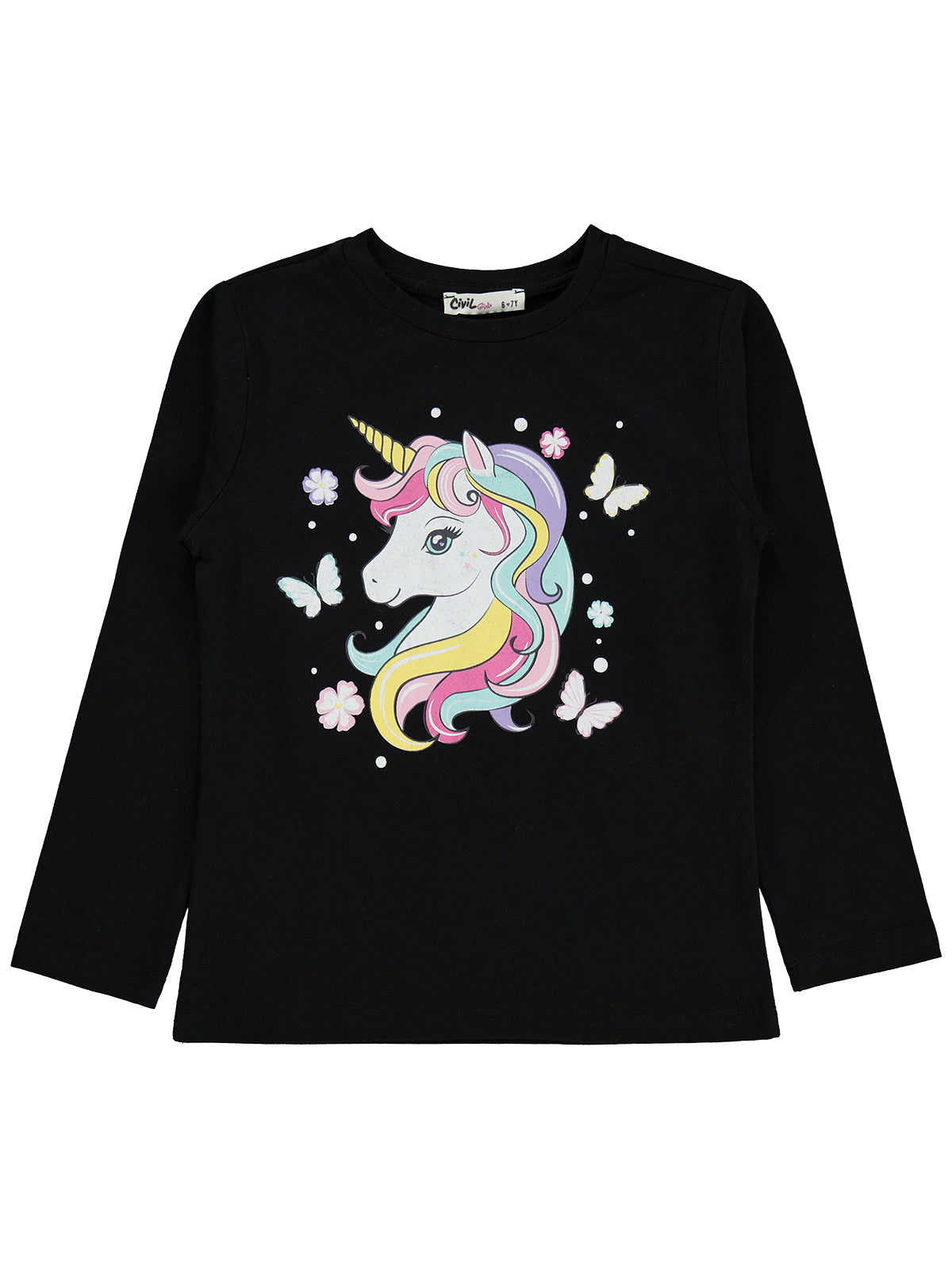 Black Unicorn Long Sleeves Tshirt