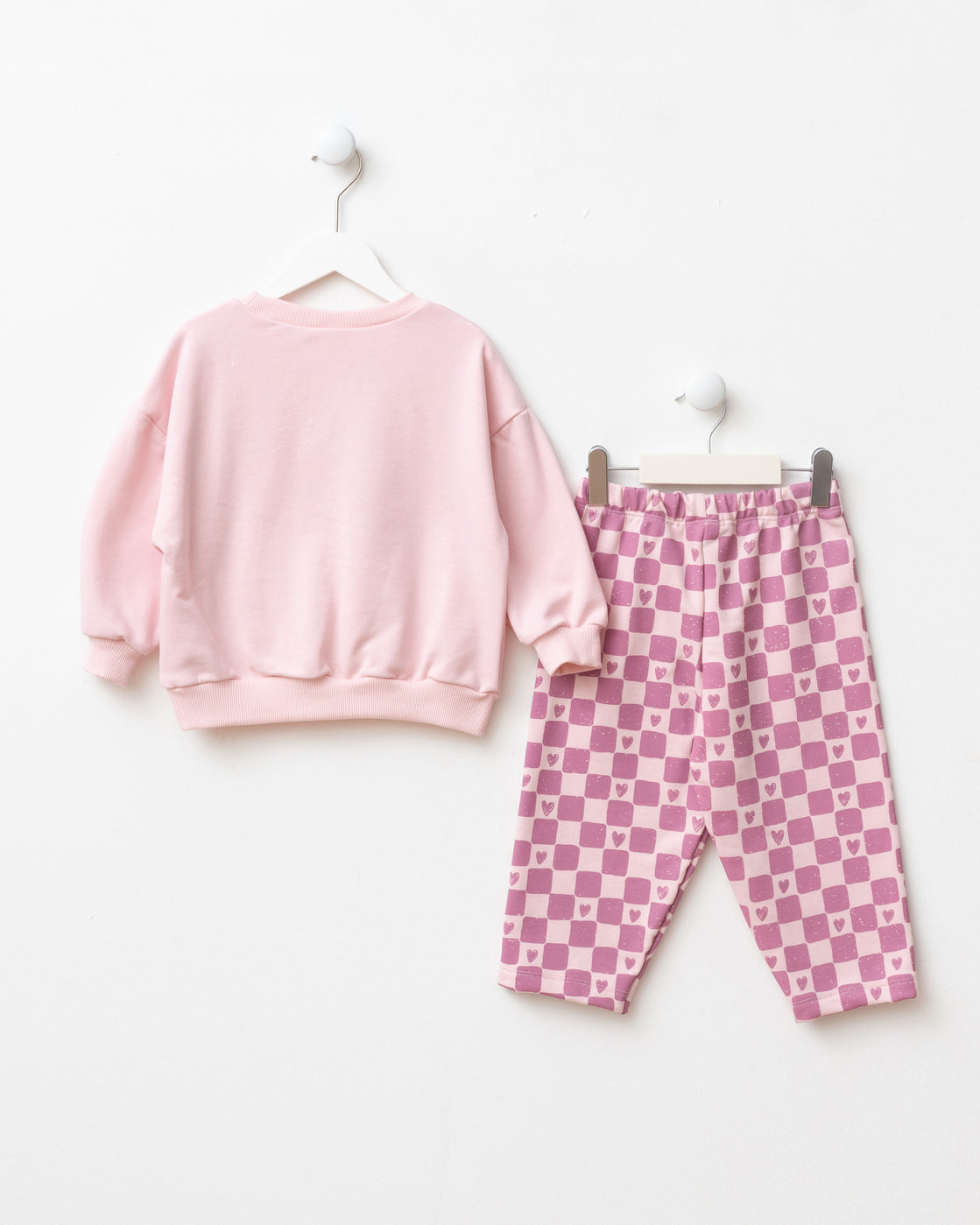 Pink Hearts Checkered Baby Set