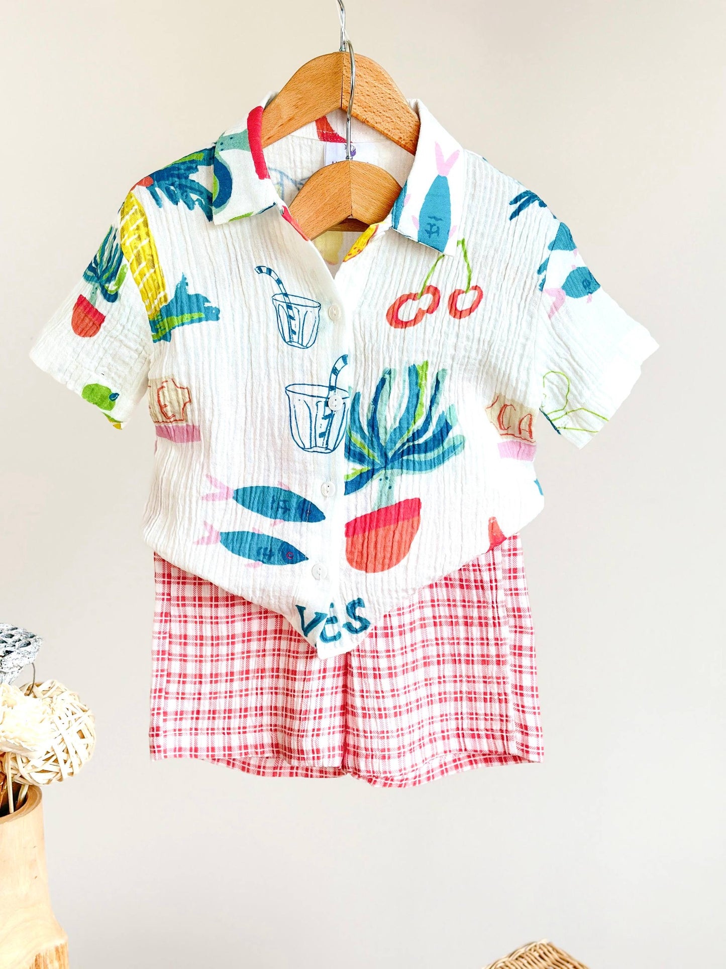 Pink Gingham Bow Co-Ord Set