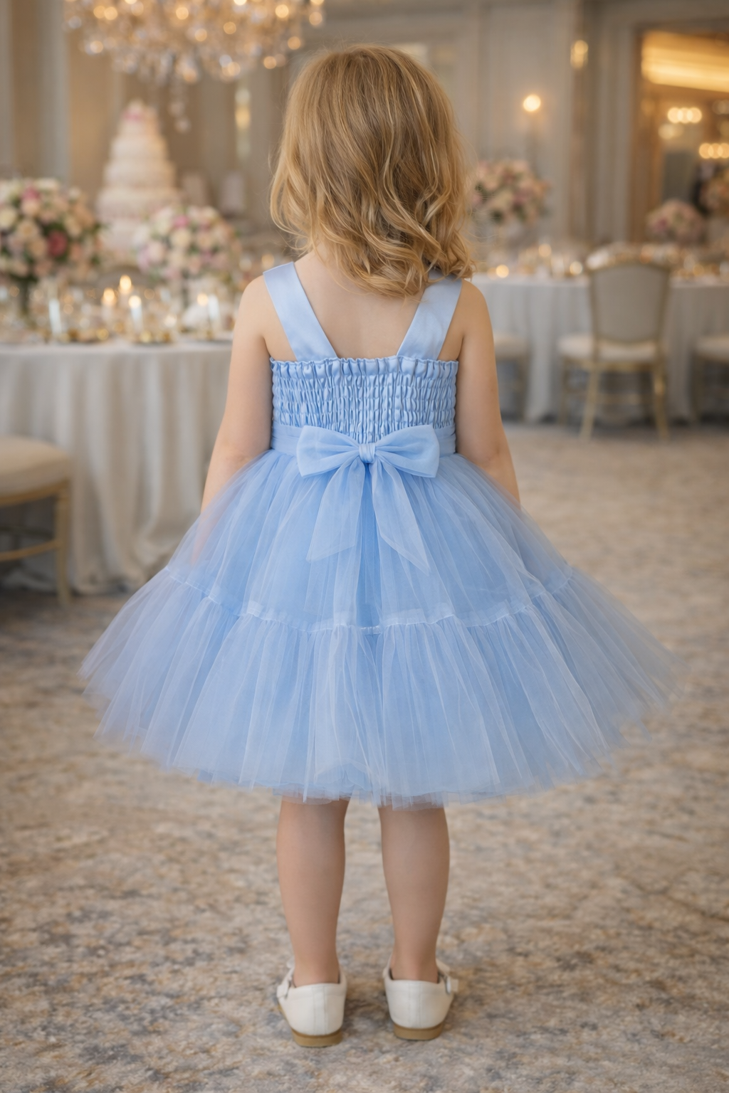 Sky Blue Pearl Bow Princess Dress
