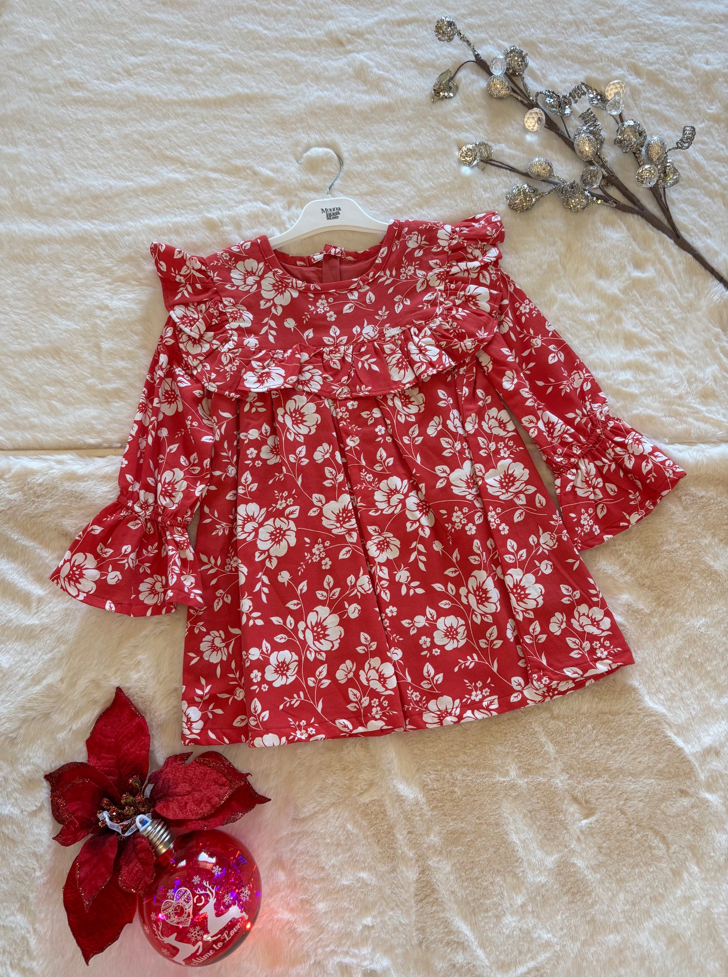 “Ruby Bloom” Floral Ruffle Dress