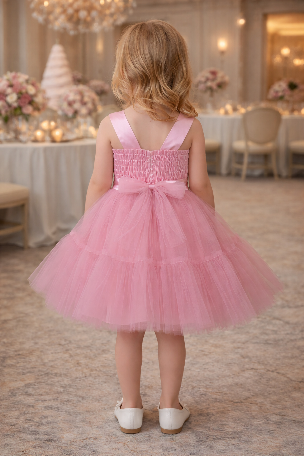 Pink Heart-Buckle Tulle Princess Dress