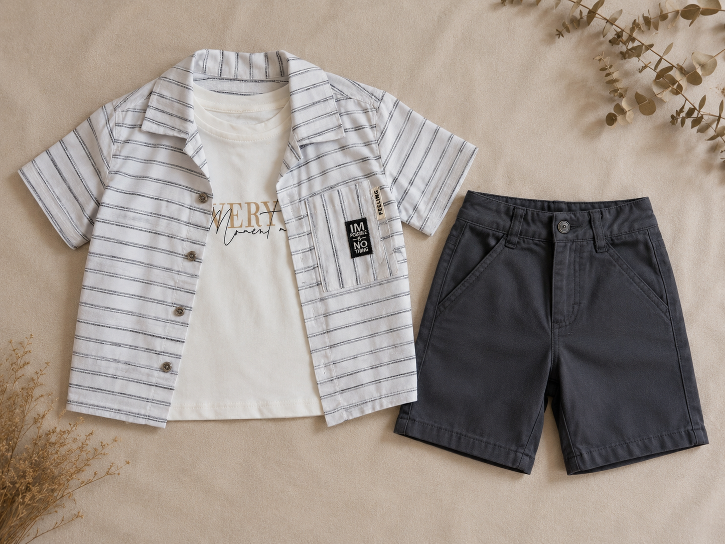 Striped Shirt 3 pcs Set