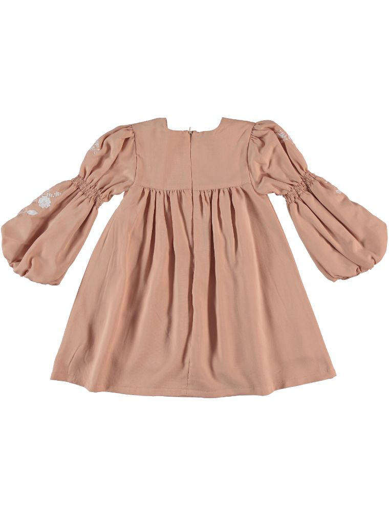 “Peach Whisper” Embroidered Dress