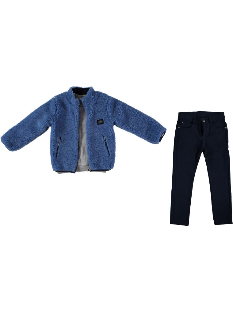Sherpa Jacket, Sweatshirt & Pants Set
