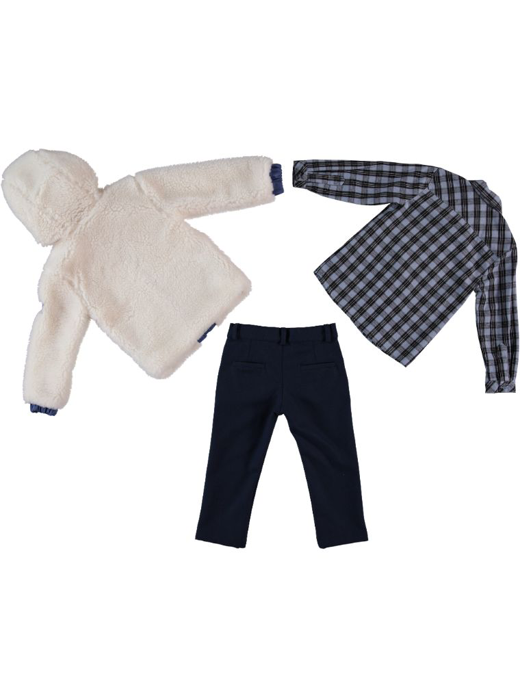 Winter Sherpa Jacket & Check Shirt Set