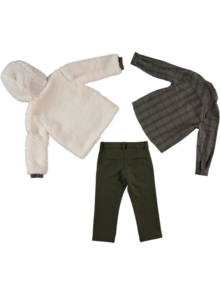 Winter Sherpa Jacket & Check Shirt Set