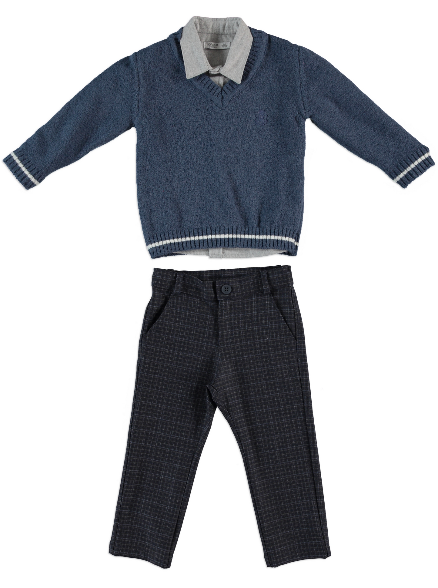 Classic Knit & Check Pants Set