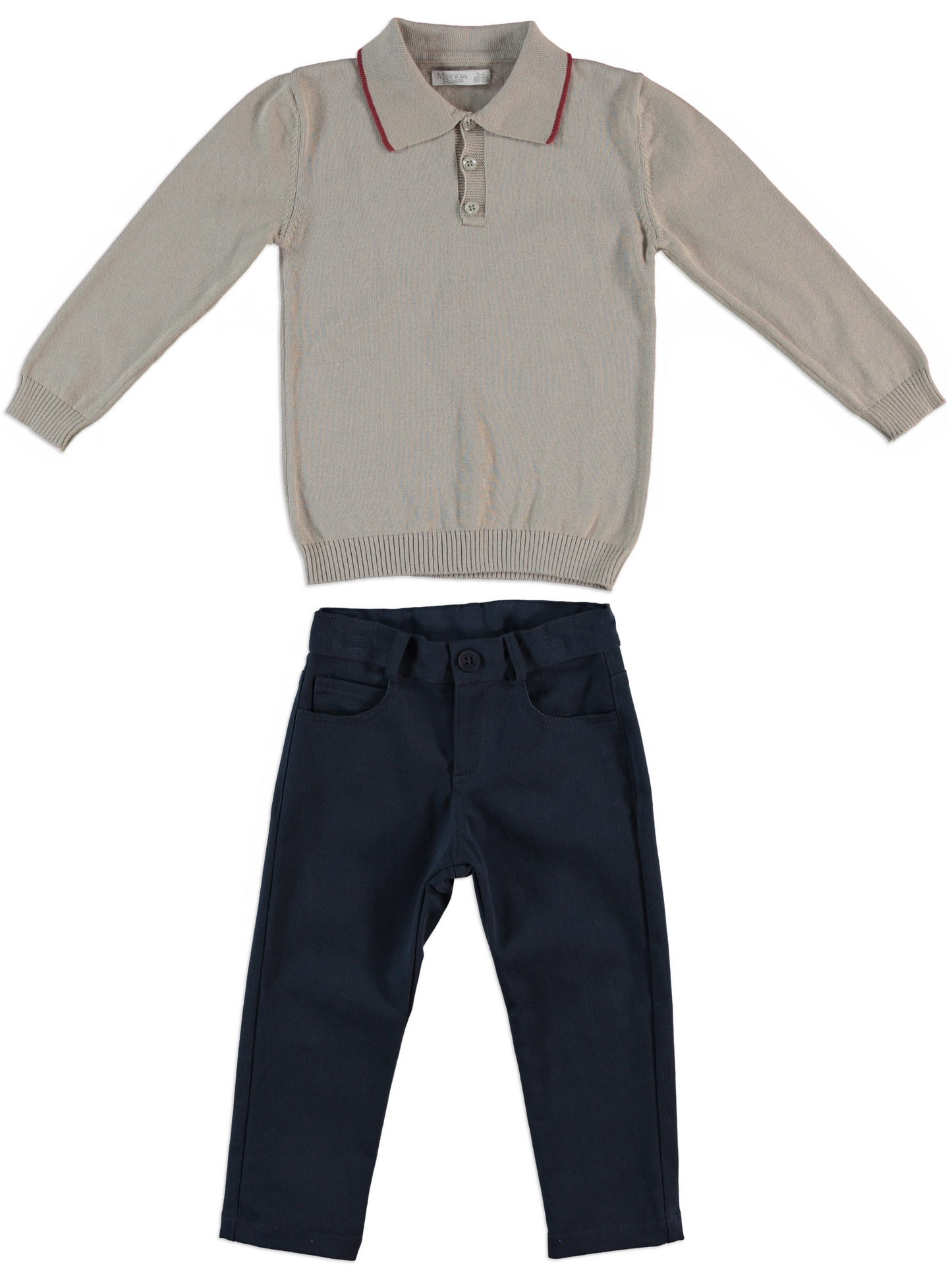 Polo Knit & Navy Pants Set