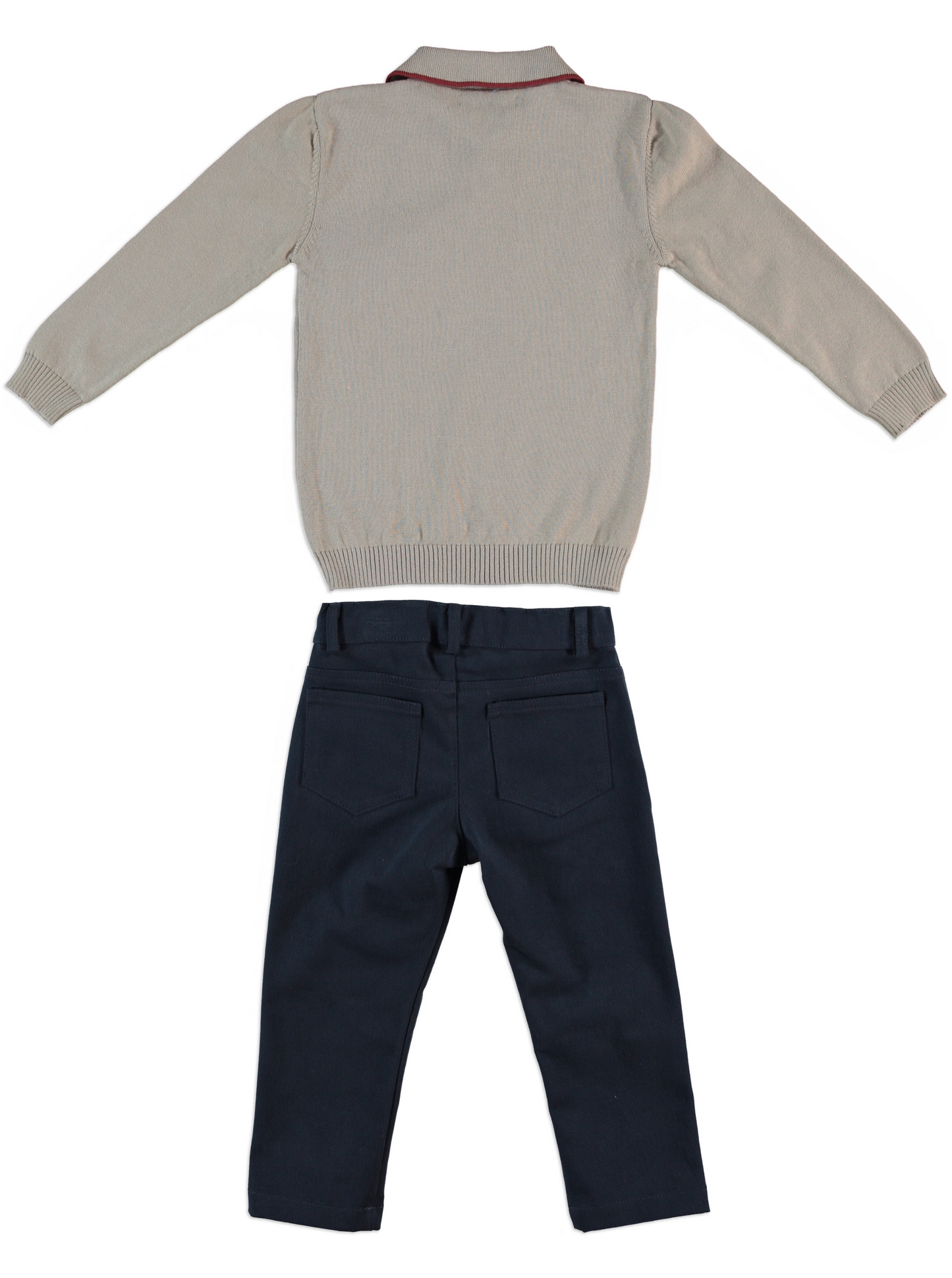 Polo Knit & Navy Pants Set