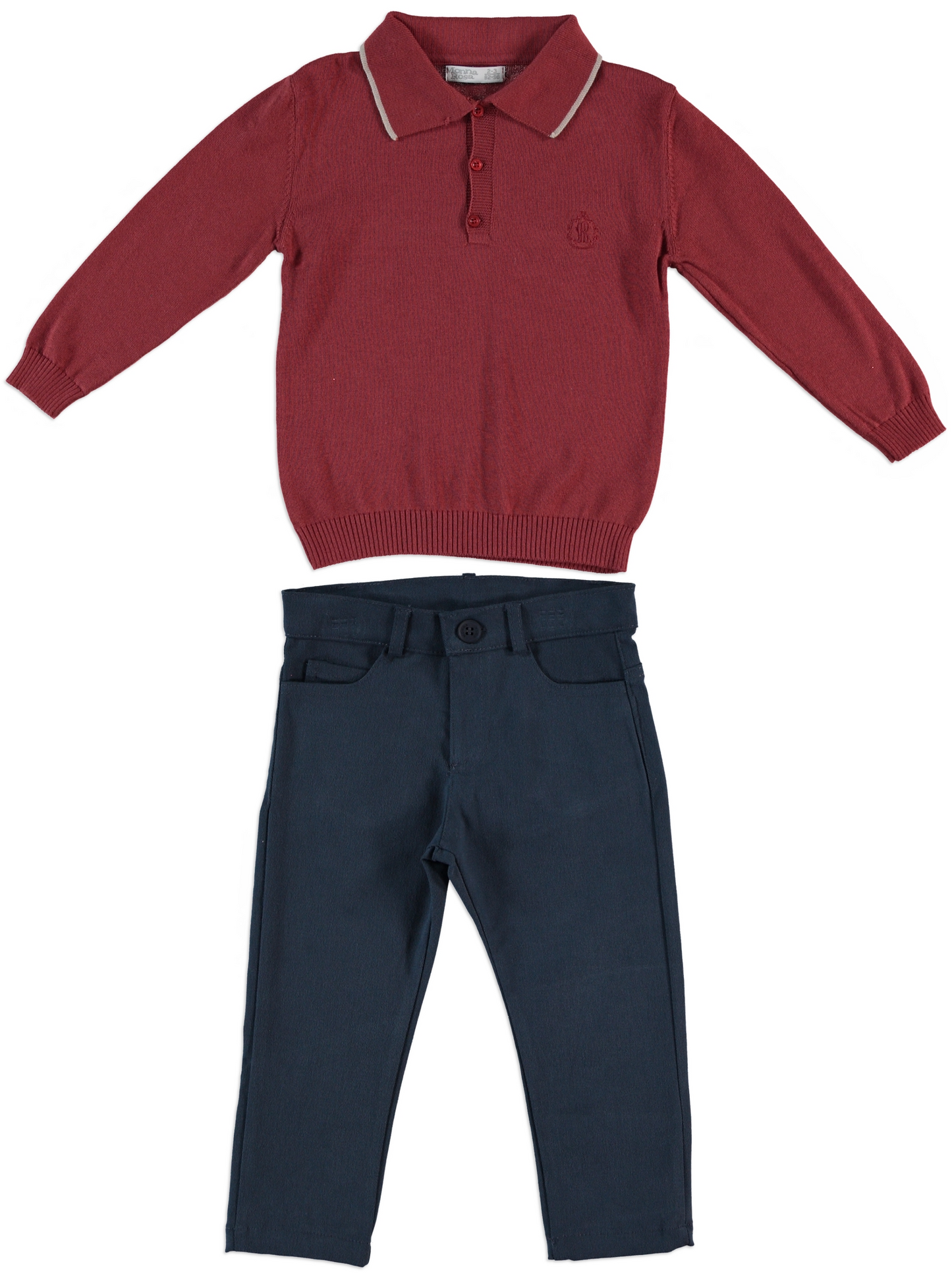 Polo Knit & Navy Pants Set