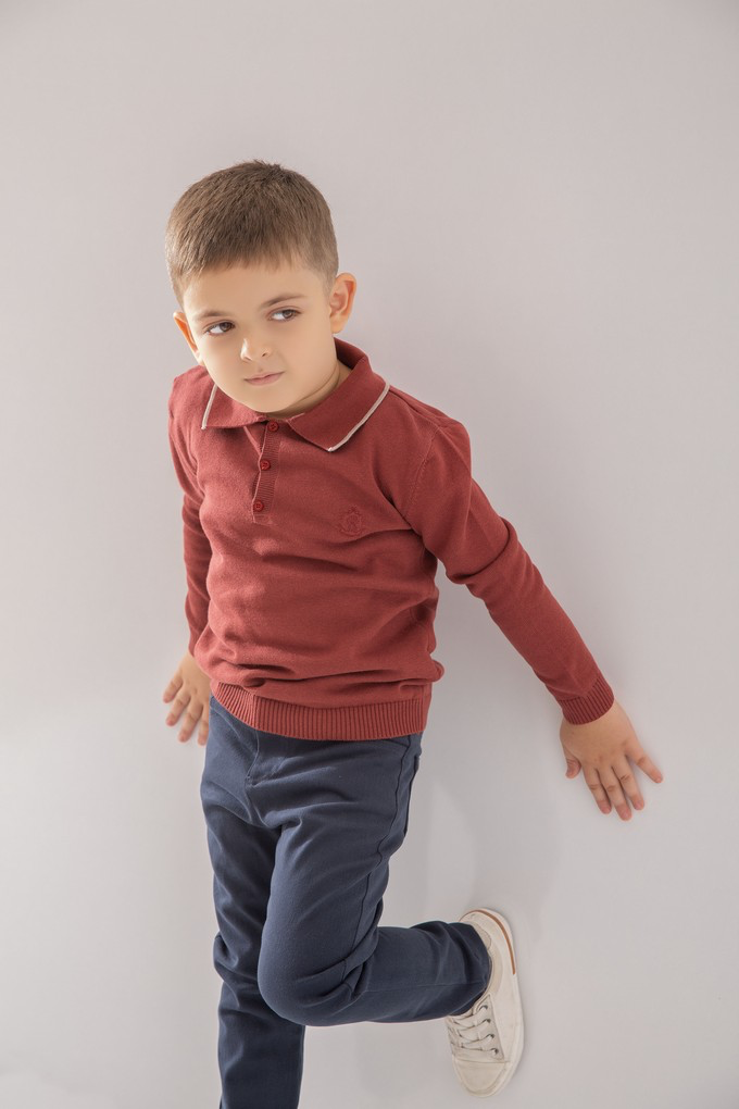 Polo Knit & Navy Pants Set