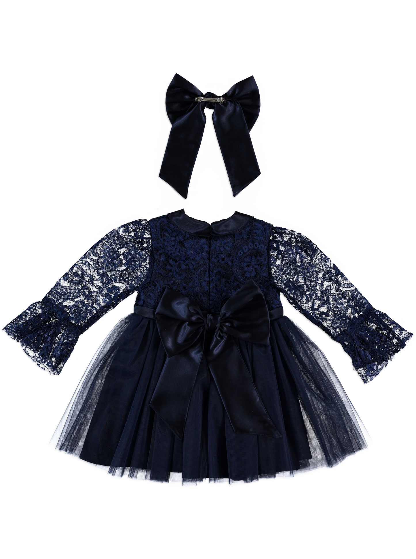 π Midnight Lace & Tulle Party Dress + Satin Bow Set | Monnarosa Milano