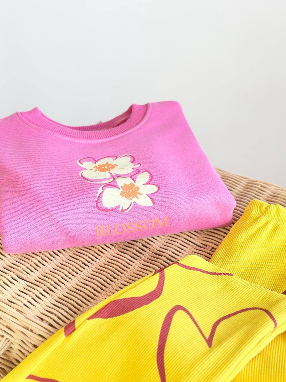Pink & Yellow Flare Legging Set