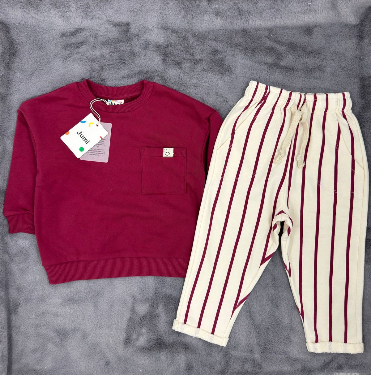 Burgundy Smile Striped Set