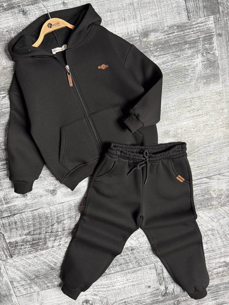 Black Fleece Zipper Tracksuit