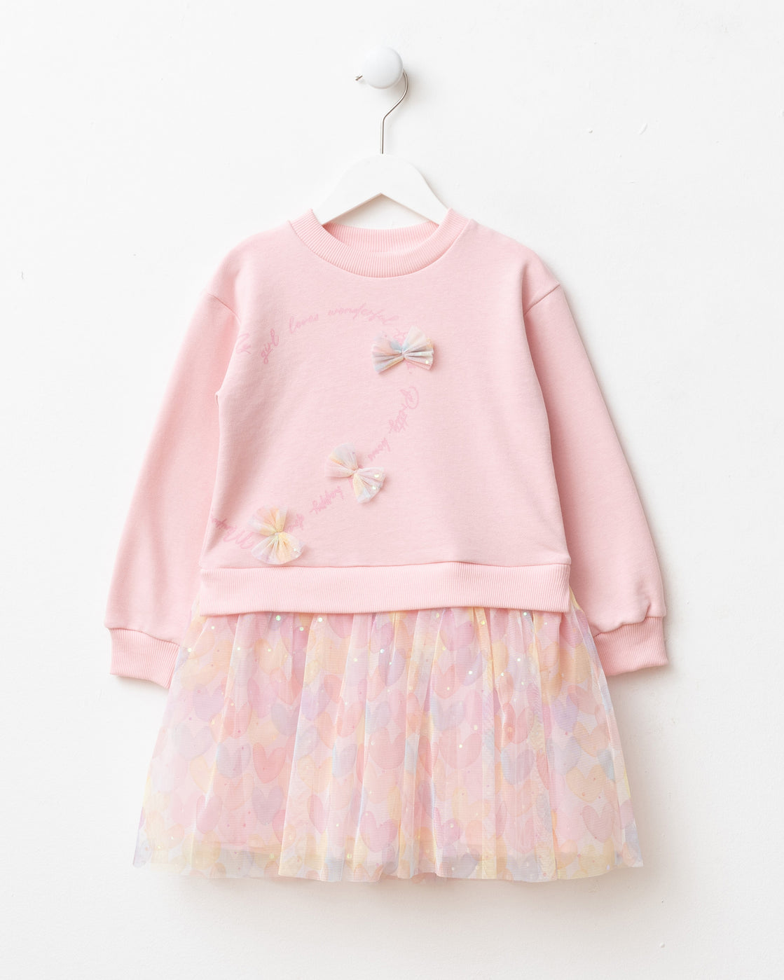 Pink Rainbow Bows Tulle Dress