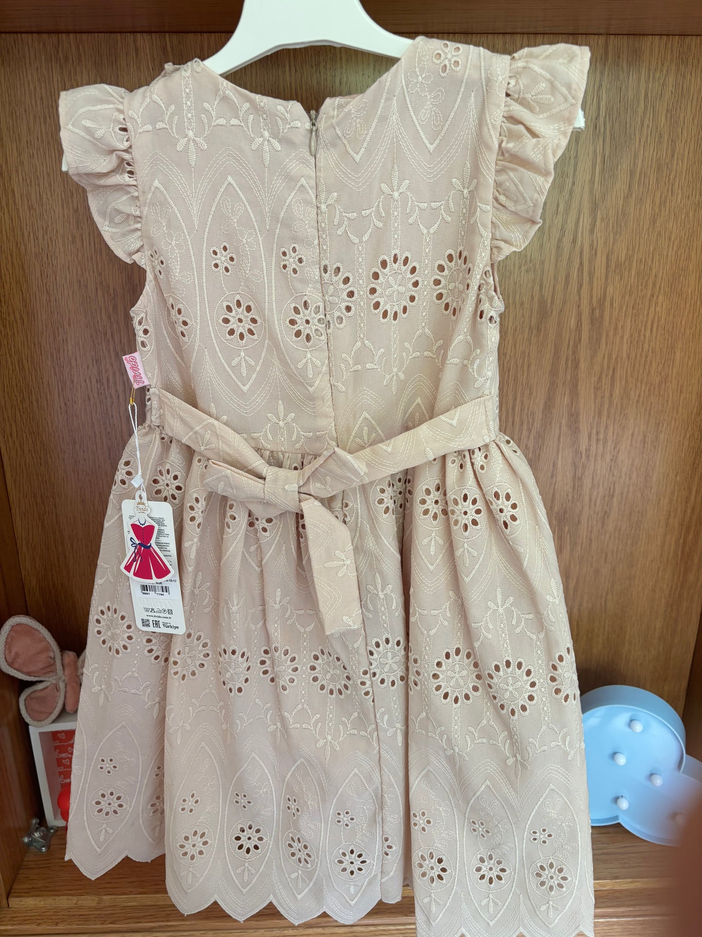 Beige Embroidered Dress