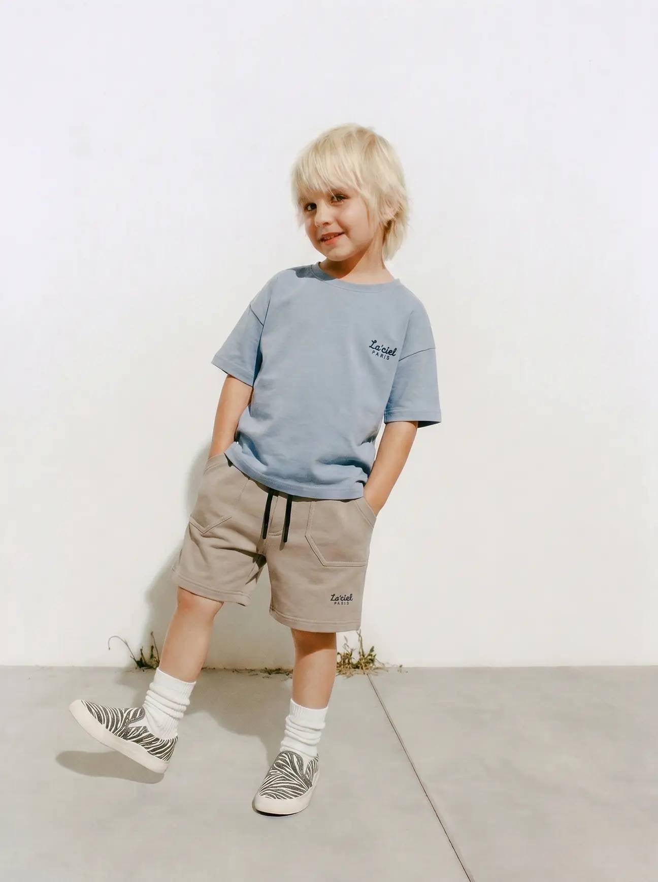 Laciel Paris Sky Blue & Sand Shorts Set