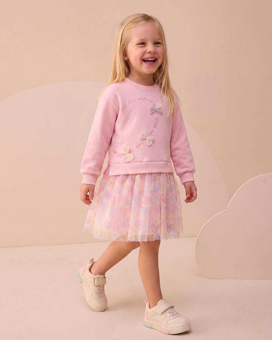 Pink Rainbow Bows Tulle Dress