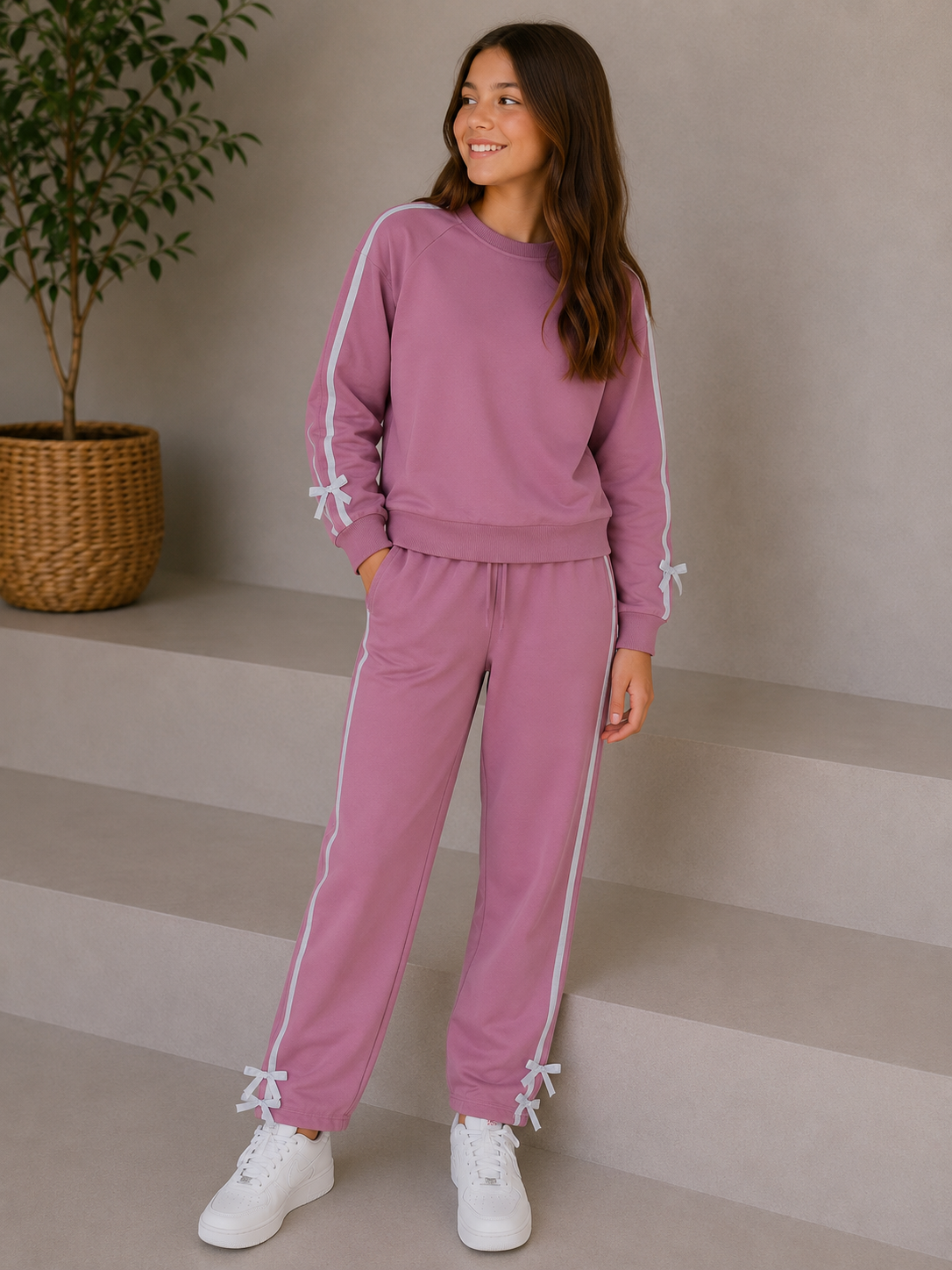 Dark Pink Bows Tracksuit