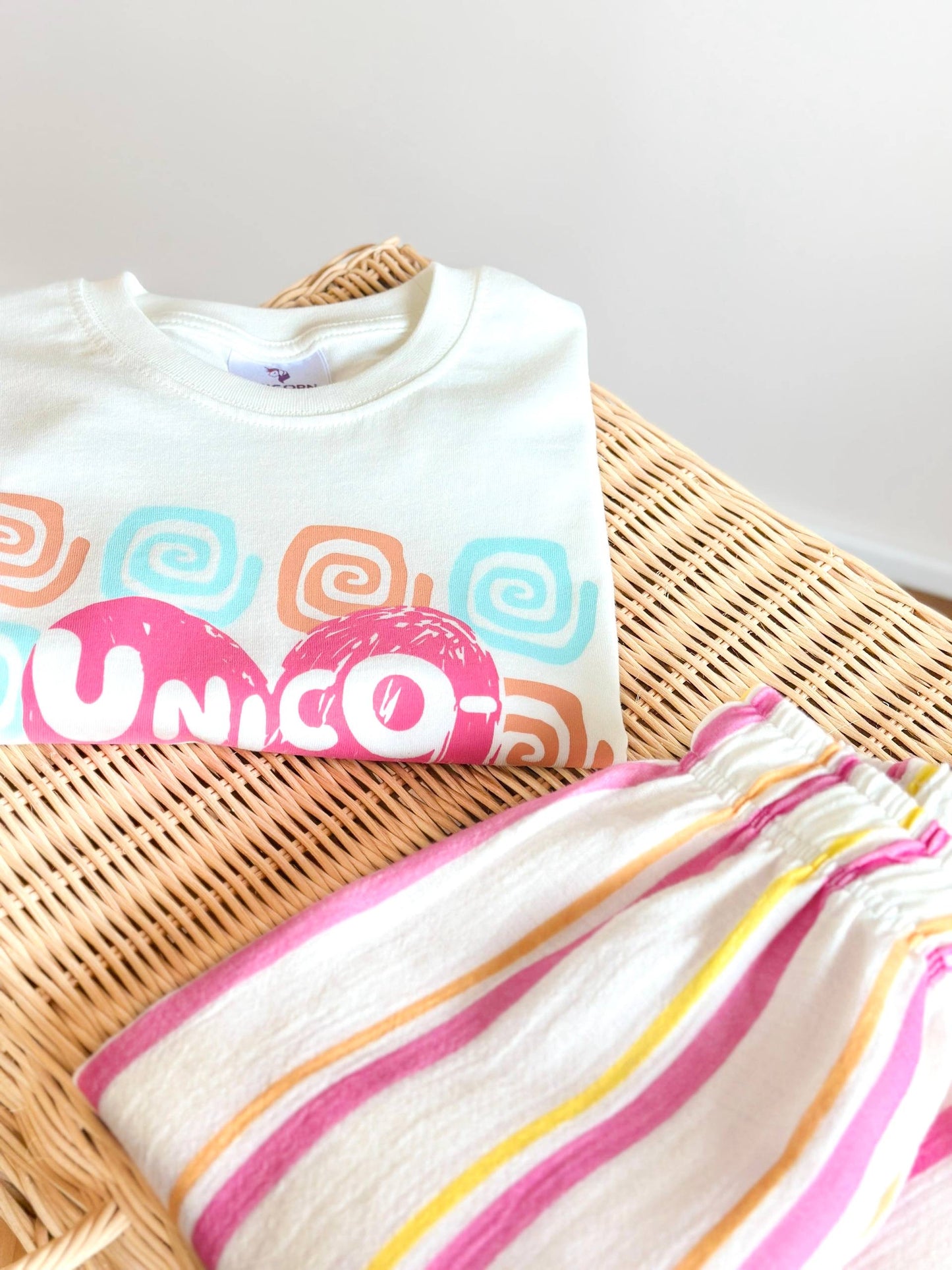 Unicorn Heart Striped Wide-Leg Set