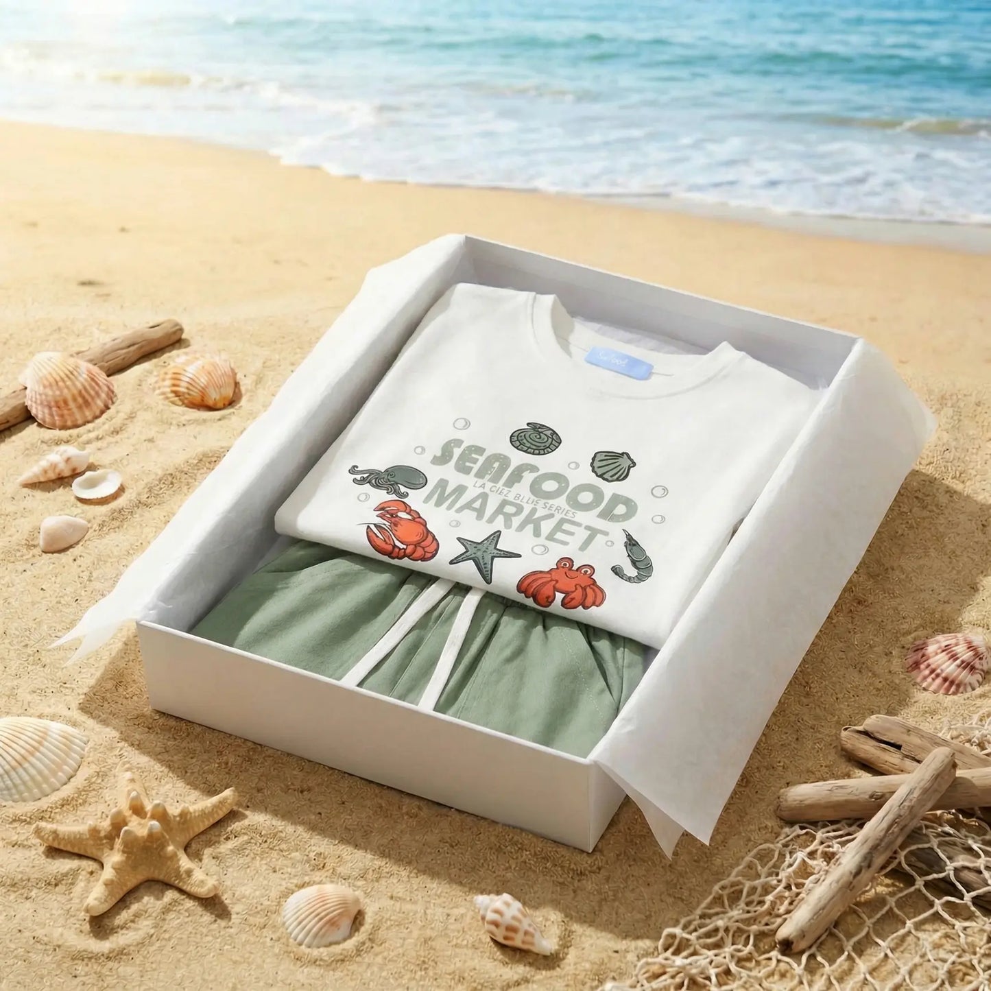 Marine🐚 Woven Shorts Set