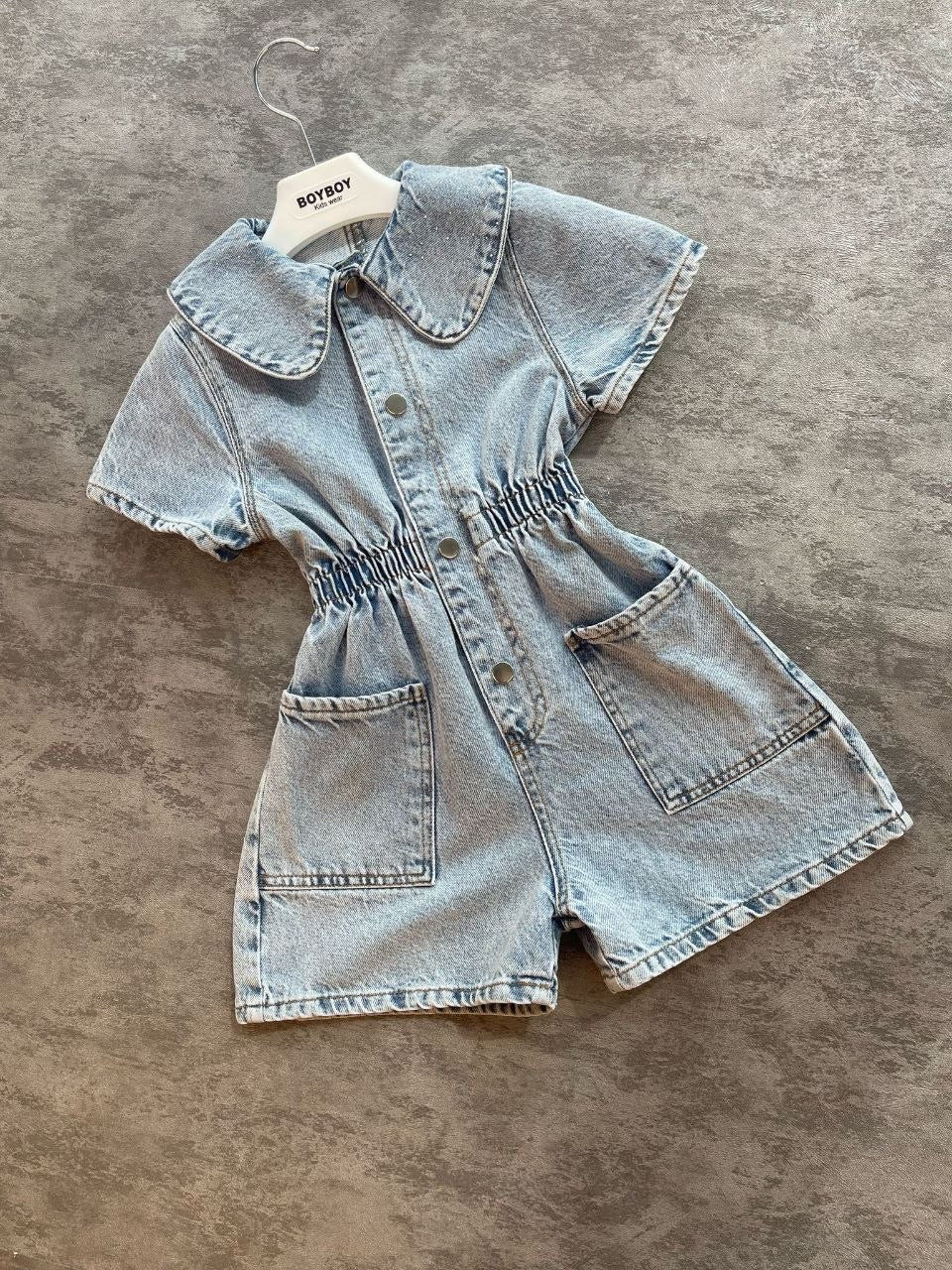 Sweet Collar Denim Romper