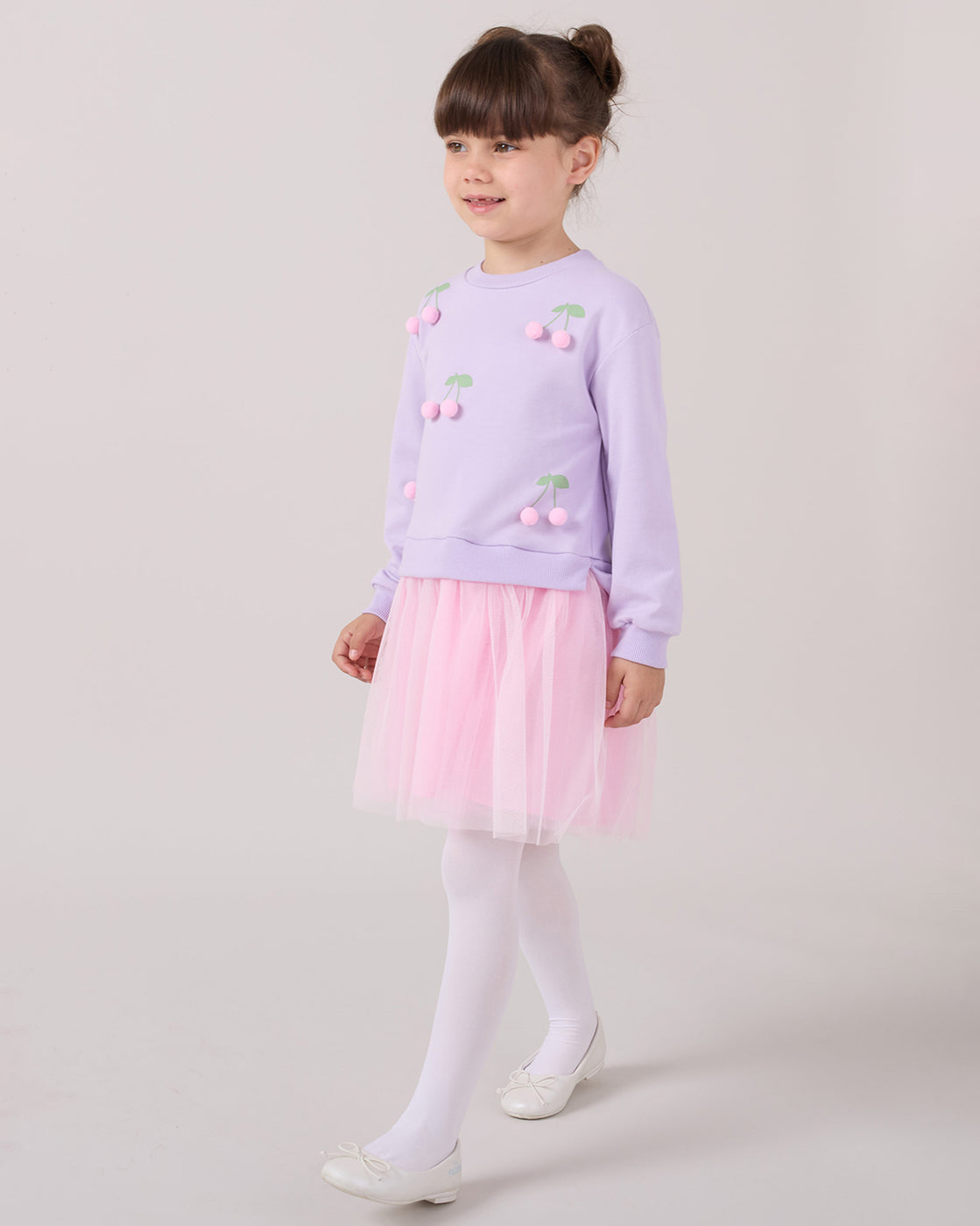 Pompom Cherries Tulle Dress