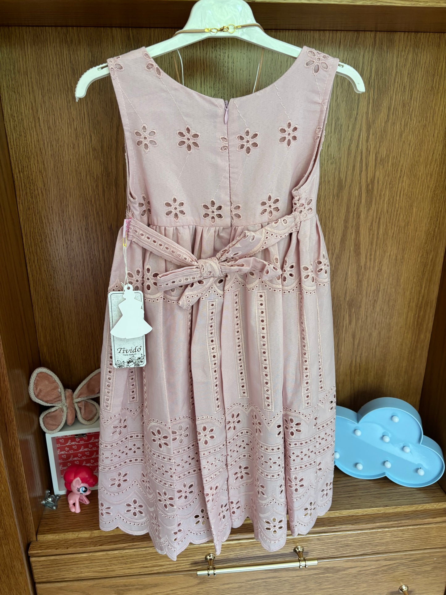 Pink Embroidered Dress + Necklace