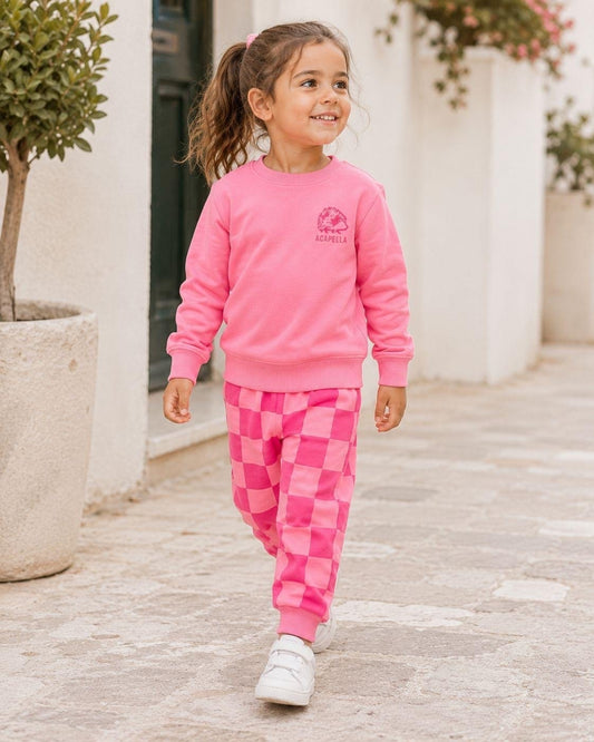 Pink Checkered Pants Set