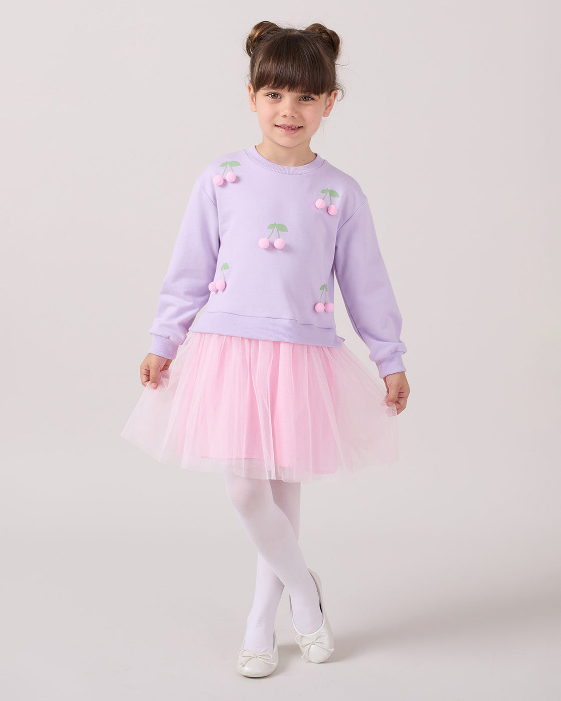 Pompom Cherries Tulle Dress