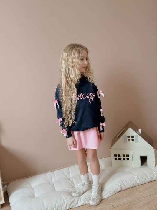 Princess Bow Sweatshirt & Pink Skirt Set