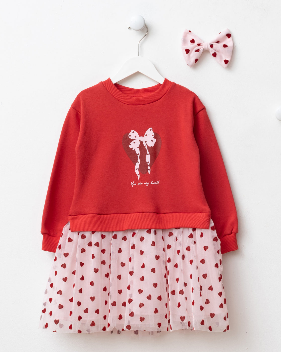 Red Bow & Hearts & Hair Accessory