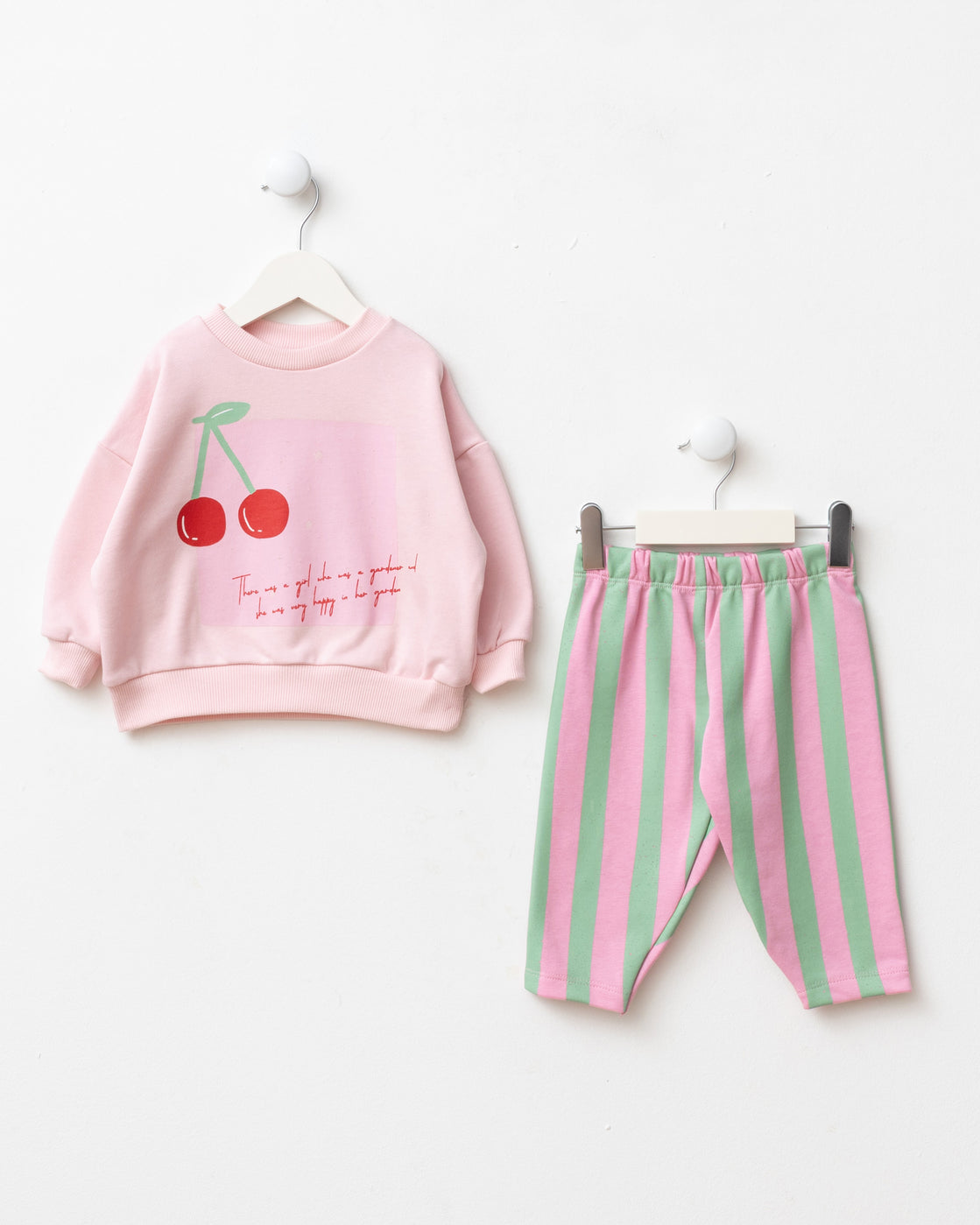 Cherry Pink & Green Baby Set