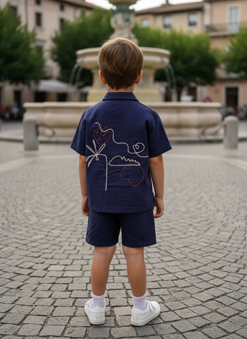 Embroidered Shirt Set