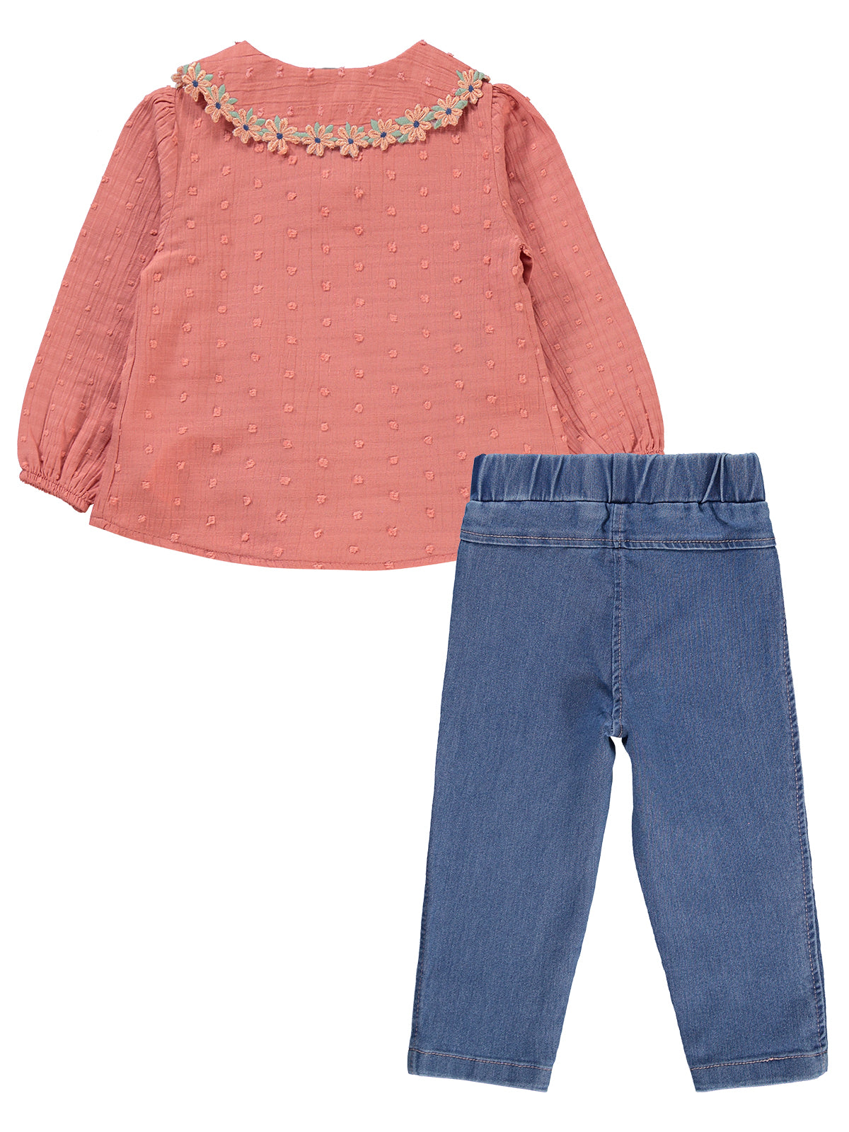 Embroidered Shirt and Jeans Set