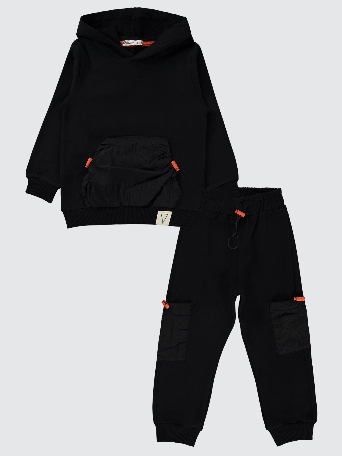 Black Hooded Cargo Tracksuit