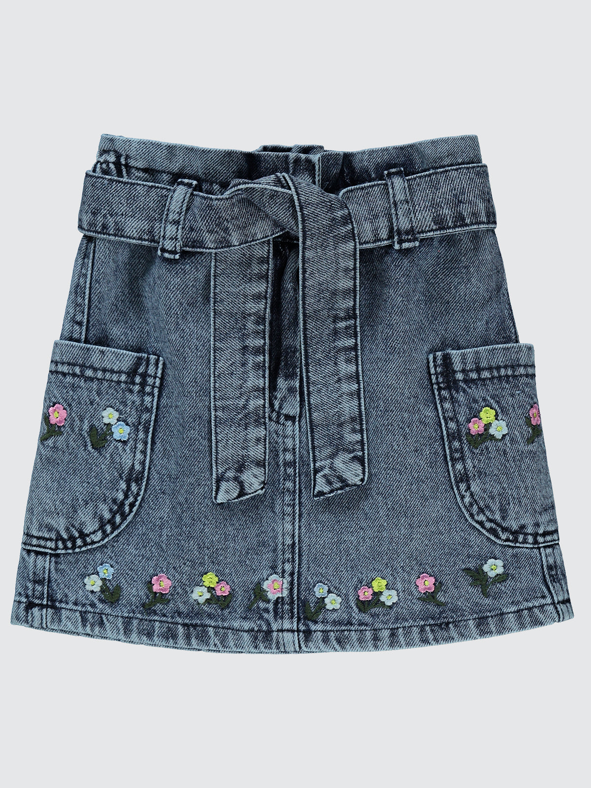 Embroidered Denim Skirt