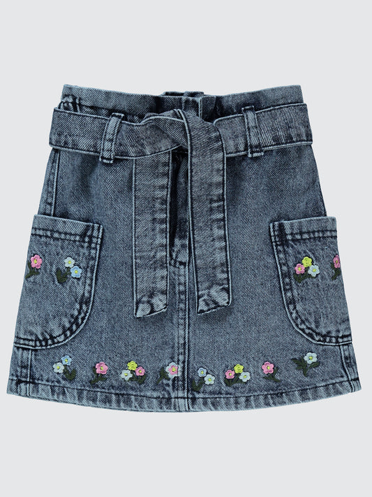 Embroidered Denim Skirt