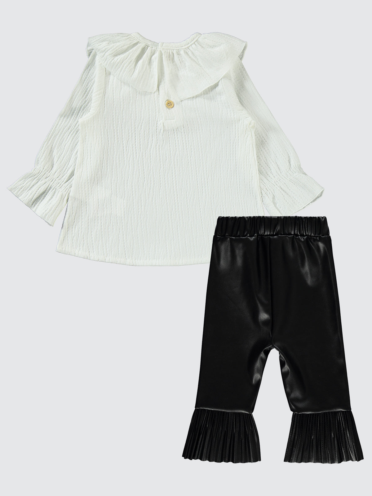 Leather Pants White Shirt Set