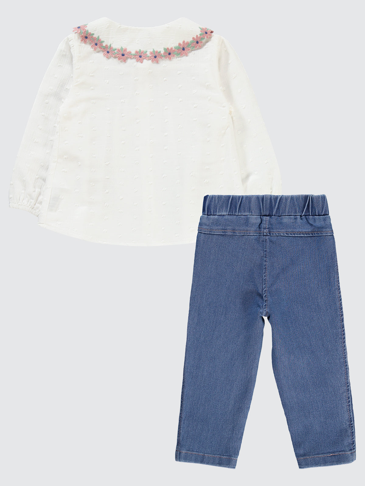 Embroidered Shirt and Jeans Set