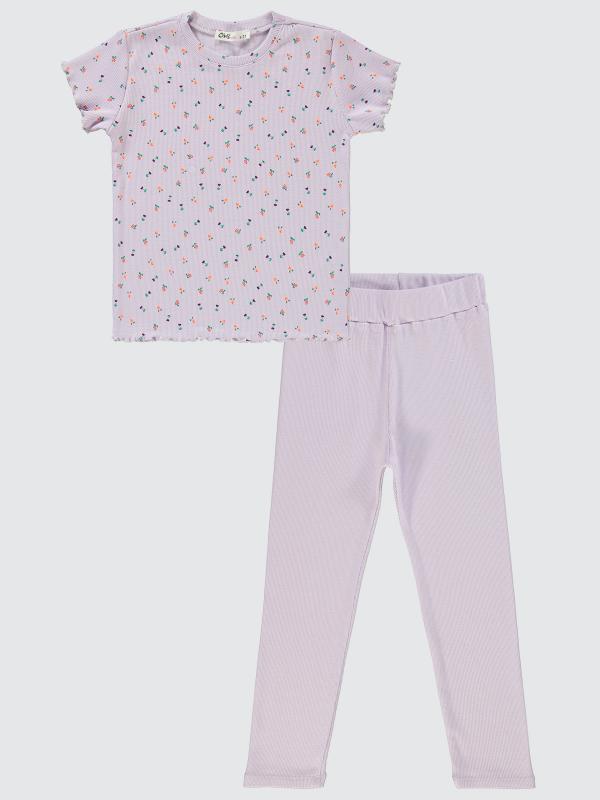 Lilac ribbed cotton Set