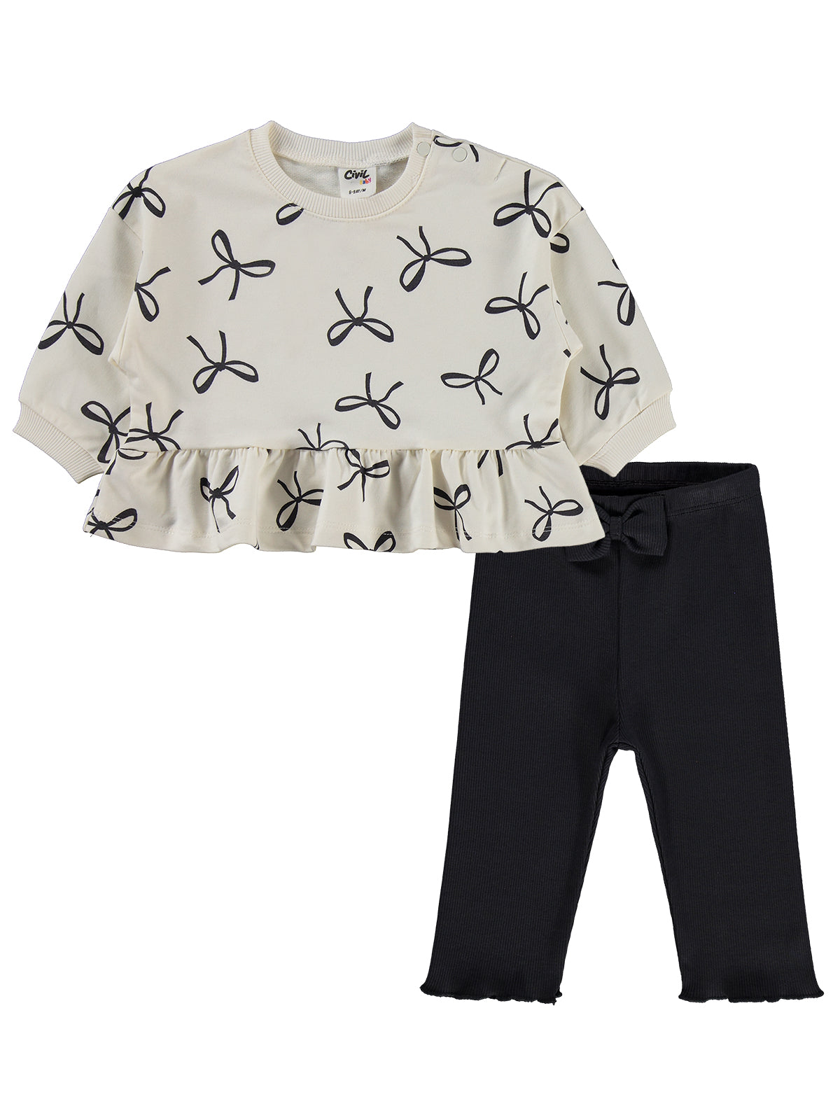 Black & White Ribbons Baby Set