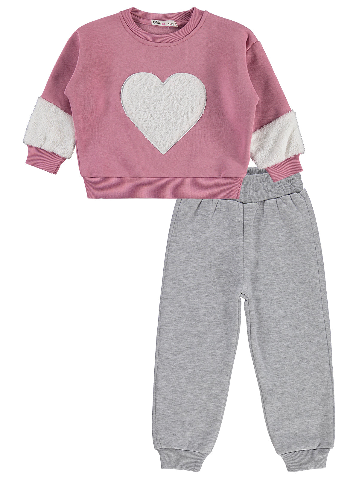 Pink & Grey Heart Tracksuit